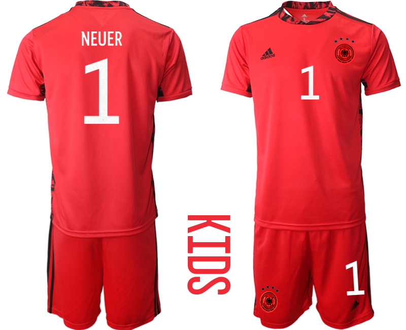 Youth 2021 European Cup Germany red goalkeeper #1 Soccer Jersey